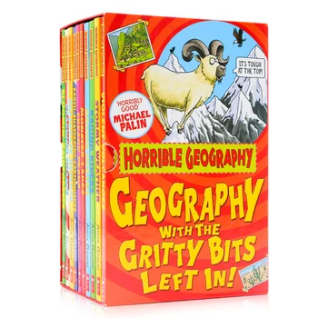 10 Cărți/Set Oribil Geografie Copii Colectia Biblioteca Set Box pentru Copii de Învățământ Elementar limba engleză Carte Cu benzi Desenate