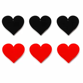 (10buc/pachet) la Modă Negru Și Roșu Inima Cu Gaura Acrilice Accesorii Pentru DIY Cercei Bijuterii de Luare Ridicata