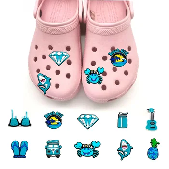 10Pc PVC de Desene animate Drăguț Albastru Mici Proaspete Pantofi Cataramă Decor Jibz Croc Pantofi Farmecul de Vacanță pentru Copii Cadou Sandale Accesorii
