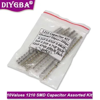 10Values*20BUC=200PCS 1210 SMD Condensator Asortate Kit de 100nF~100uF Probe Kit Electronice Diy Kit