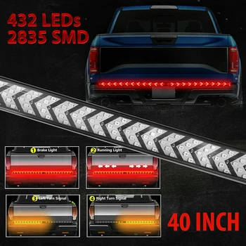 12V cu LED-uri Auto Hayon Lumina Benzi a CONDUS Camion Hayon Bara de Lumină Roșie de Conducere Galben de Semnalizare a Frânei Inversă Backup Coada