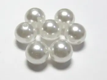 15 Buc 20mm Plastic Faux Perle Margele Rotunde Alb Imitații de Perle
