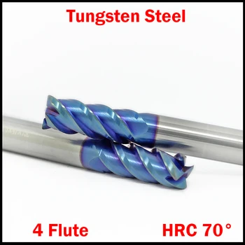 1mm 2mm 3mm 4mm 5mm OD HRC70 Tungsten Carbură Solidă ALTin 4 Flaut CNC de Taiere Instrument Albastru Router Cam Plat End Mill freză