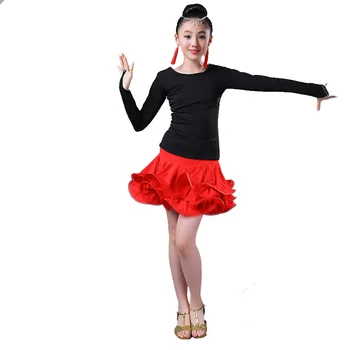 2 BUC/SET Copii-Rochii pentru Fete de Dans latino Rochie de Bal Practica de Concurență Solidă Tango pe Scena Costume