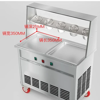 220v/110V dublu pan fried ice cream machine de prăjire masina de inghetata 2 compresor de gheață de tip rolă de masini R410a