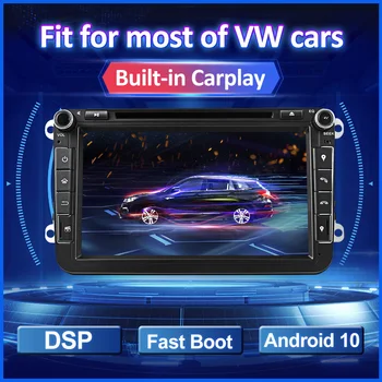 2Din Android 10 Radio Auto DVD Pentru VW Golf 5 6 Polo, Tiguan Passat b6 b7 cc Magotan Skoda Octavia GPS Multimedia 2 Din Carplay DSP