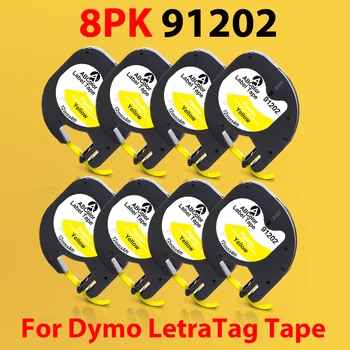 2PK/8PK 91202 91222 91332 Înlocui pentru Dymo LetraTag LT 91202 Eticheta Banda Negru pe Galben Pentru Dymo LT100H QX-50 2000 Label Maker