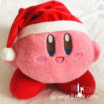 32Cm Kawaii Kirby Pluș Sanrio Pluș Crăciun Pălărie Roșie Kirby Pluș Desene animate Păpuși Drăguț Anime Jucărie de Pluș pentru Fata Ziua de nastere Cadou