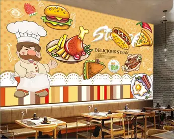 3d imagini de Fundal fotografie personalizate murală Gustos burger de pui prajit restaurant fast-food, home decor tapet pentru pereți în rulouri dormitor
