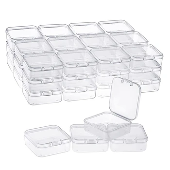 40 Pack Clar Margele Din Plastic Containere De Depozitare Cutie Cu Capac Rabatabil Pentru Obiecte Mici, Diamante, Perle (2.2X2.2X0.79In)
