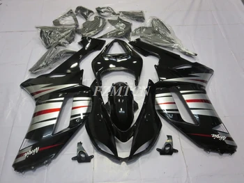 4Gifts Nou ABS Motocicleta Carenajele Kit potrivit Pentru Kawasaki Ninja ZX-6R ZX6R 636 2007 2008 07 08 Caroserie Negru Set Argint