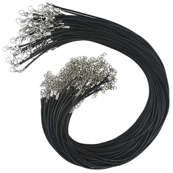 50 Buc Negru Cerat Colier Cablu 2MM Cerat Frânghie cu un Homar Ghearelor Incuietoare Colier Cablu în Vrac pentru a Face Bijuterii
