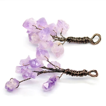 6pcs Naturale Violet Cristal de Cuarț Colier Pandantiv Ametist Cluster de Flori Pandantive Pendul Amuleta Moda Bijuterii DIY