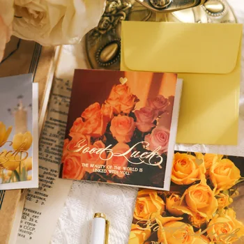 8PCS Vintage Rose Tulip Plic Mesaj de Card Scrisoare Ins Felicitare DIY Jurnal Album Staționare de Stocare Hârtie Cadou