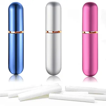 8Sets colorate Reîncărcabile din Aluminiu și Sticlă Goală de Ulei Esențial Inhalator Nazal Tub
