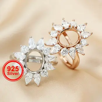 8x10MM Oval Dinte Bezel Placat cu Aur Rose Solid Argint 925 Inel Reglabil Setări pentru tipul de Piatră prețioasă DIY Consumabile 1224026