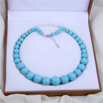AAA+ 8-16mm piatra fin albastru perla coajă de lux si de moda colier 18