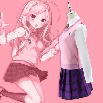 Adult Uniforme De Liceu Set Nou Anime Danganronpa Kaede Akamatsu Costume Cosplay Violet Rochii Plisate Cadou De Ziua Tinuta