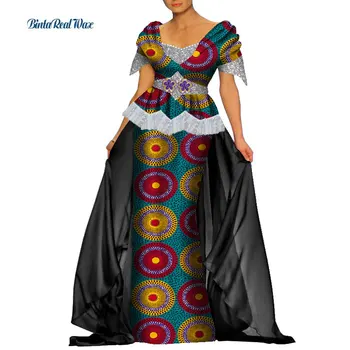 Africa de Imprimare Rochii pentru Femei Bazin Riche Etaj Lungime Petrecere/Rochii de Mireasa Vestidos Tradiționale Africane Îmbrăcăminte WY9023