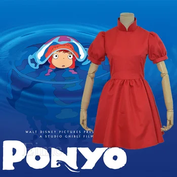 Anime Film PONYO Cosplay Costum Minunat de Halloween Rochie Roșie Personalizate Pentru Femei și Copii