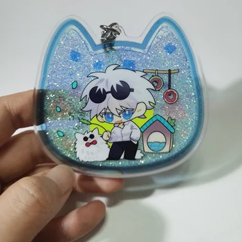 Anime Jujutsu Kaisen Gojo Satoru Cosplay Drăguț Pisică Ureche Nisipuri Mișcătoare Acrilice Sac Pandantiv Keychain Keyring Decor Jucarii Cadou