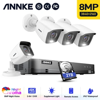 ANNKE 4K Ultra HD 8CH DVR Kit H. 265+ aparat de Fotografiat CCTV, Sistem de Securitate 4BUC 8MP IR de Exterior Viziune de Noapte Camera de Supraveghere Video, Kituri