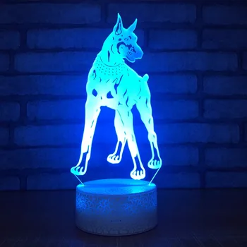 Atingeți Comutatorul 3D Dobermann Pinscher Lampa LED USB Câine Lumina de Noapte În 7 Culori Decor Camera pentru Copii de Prindere Ca Copii de Craciun Cadouri inedite