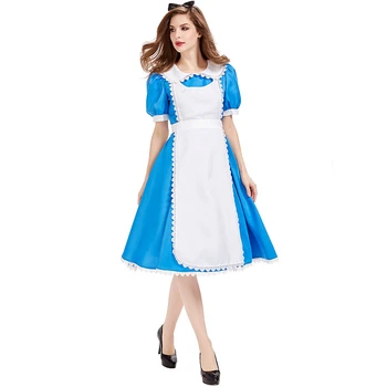 Basm Alice in tara Minunilor Menajera cosplay costum Albastru Butler Costum Femei de Performanță Etapă Costum de Halloween