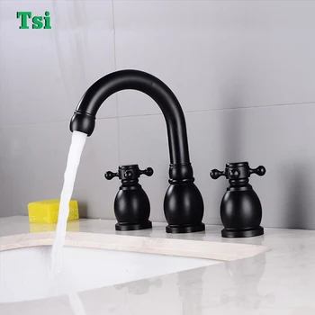 Bazinul robinet cadă mixer baie chiuveta de robinet montat pe perete alama negru mat mâner unic rece și apă caldă