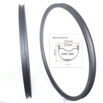 Biciclete MTB JANTE de Carbon Asimetric Disc de Frână 33mm Latime 25mm Profil Tubeless Cerc Personaliza Înaltă Calitate
