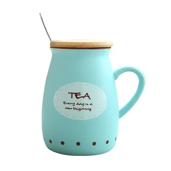 Cana de Ceai din ceramica cu Bambus Capac si Lingura de APA Creativ CEAI LAPTE Portelan Cana de Cafea cu Lapte Cupe mic Dejun Drinkware