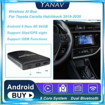 Carplay Android 9 4G 64GB Wireless Ai Cutie Pentru Toyota Corolla Hatchback 2019-2020 Android Auto Smart Box Plug and Play AI Adaptor