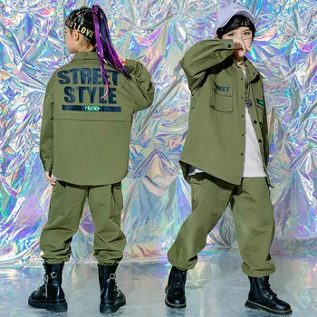 Copii Cool Hip Hop Jazz Haine Supradimensionate Tricou Topuri Streetwear Tactice De Marfă Militare Pantaloni Pentru Fete Baieti Dans Purta Costum