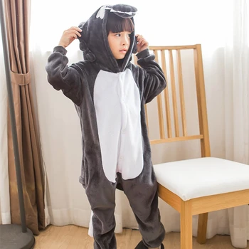 Copii Fată Băiat De Halloween Petrecere De Costume Animale Anime Lup Cosplay Costum Cu Fermoar Hanorac Onesie Pijamale