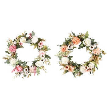 Coroane de flori artificiale de Mătase Flori de Bujor Rotund Inima trandafir Alb Simulare Ghirlanda Pentru Petrecerea de Nunta Decor