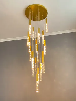 Crystal LED Scara Lumini Pandantiv Modern Living Loft Lucios Fixare Insulă Bucătărie Agățat Lumini Sala de Mese Cromate de Prindere