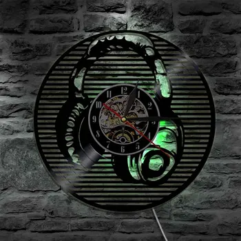 Căști DJ Semn de Iluminat cu LED disc de Vinil Ceas de Perete Muzica de Petrecere Cască Atmosfera Lampa Cu Schimbare de Culoare