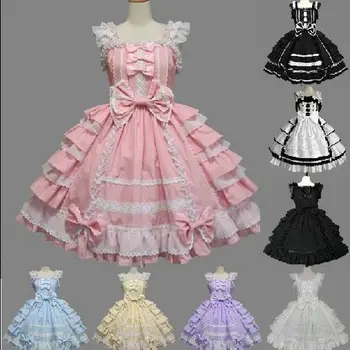 De Vară Japoneză Lolita Dulce Moale Rochie Girly Lolita Op Maid Dress Șifon Roz Printesa Rochie De Printesa Rochie Kawaii Cosplay