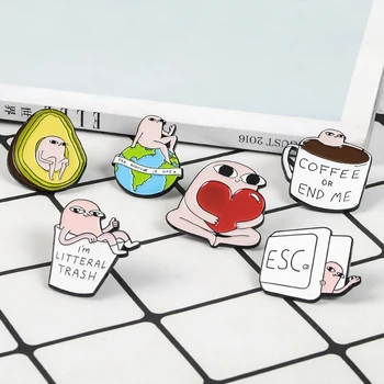 Desene animate drăguț Broșe Condimentat carnea de ou Rever email Ace Insigne Avocado cafea Tastatură butonul de Pământ care Deține iubesc Bijuterii cadou