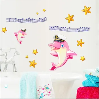 Drăguț Delfin Roz Autocolant de Perete Camera de zi Dormitor de Decorare Perete Anime Poster Decor Acasă autocolante de perete pentru camere de copii