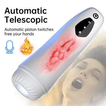 Electric De Sex Masculin Masturbator Automată Telesopic Supt Încălzire Vaginul Real Adult Jucării Erotice Pentru Bărbați Marirea Penisului Mașină