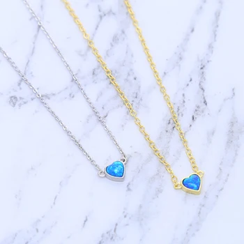 En-Gros 2022 Delicat Elegant Albastru Opal Inima Bijuterie Pandantiv Coliere Pentru Femei Drăguț Fete De Moda Petrecere De Nunta, Cadou De Bijuterii