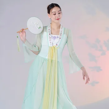 Fairy Dans Clasic Topuri Femeile Hanfu Verde Chinezesc Dans Tinuta Sifon Practică Purta Costum de Scena Festivalului de Îmbrăcăminte JL4520