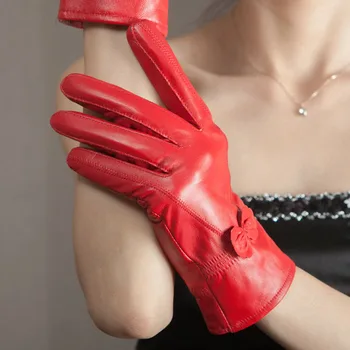 Fete Mănuși din Piele de Oaie pentru Femei Cald Îngroșat Manusi de Iarna Fluture Degetul Guantes Mujer Doamnelor Mănuși B-9209