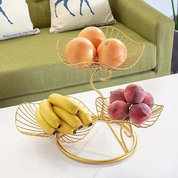 Fier De Artă Lotus Fructe Plăcii Metalice Decorative Trei Niveluri Frunză Cameră, Snack Tavă Organizator Petrecere Veselă Centrala