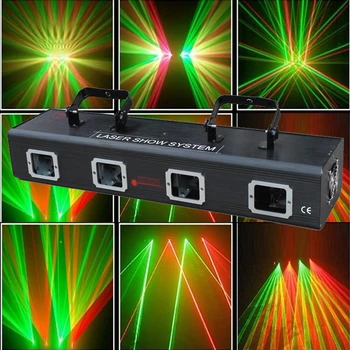 Fierbinte vinde Patru Lentile rosu si verde-laser lumini Dj baruri lumini laser etapa de iluminat de craciun cu laser proiector de spectacol de dans lumini