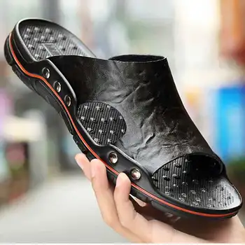 Fleece Pantofi Cu Siret Alb, Sandale De Piele Casual, Papuci De Casă Soțul Cauciuc Unic Flip-Flop Bărbați Moale Talpa De Tenis