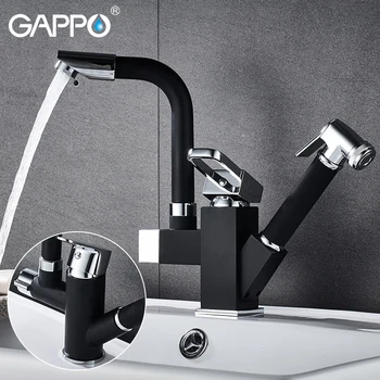 Gappo Robinete de bucătărie chiuvetă apă mixer robinet de bucătărie rotativ negru bucătărie scoate apă punte montat robinet monocomanda