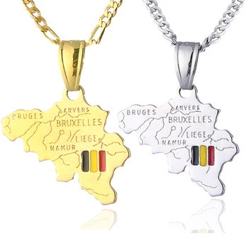 Harta Bruxelles pandantiv & 45cm/60cm colier ,Culoare de Aur /aur alb țară hartă Bruxelles jewelryP92
