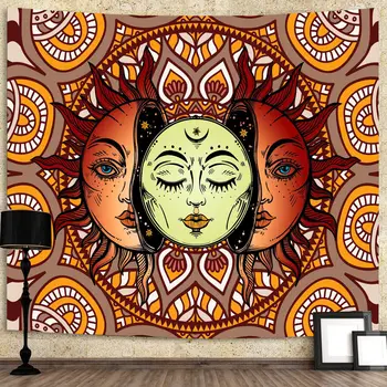 India Mandala Tapiserie De Perete Agățat Soare Tipărite Psihedelice Covor Estetice Decor Sala Mare Tapiserie De Perete Hippie Yoga Pătură